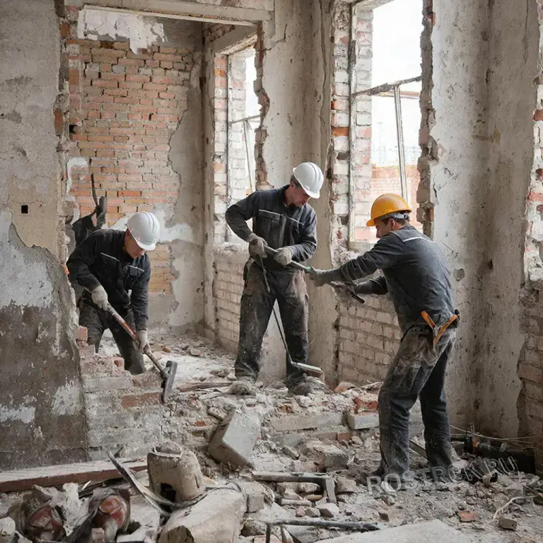 Демонтажные работы. Ручной демонтаж. Снос стен